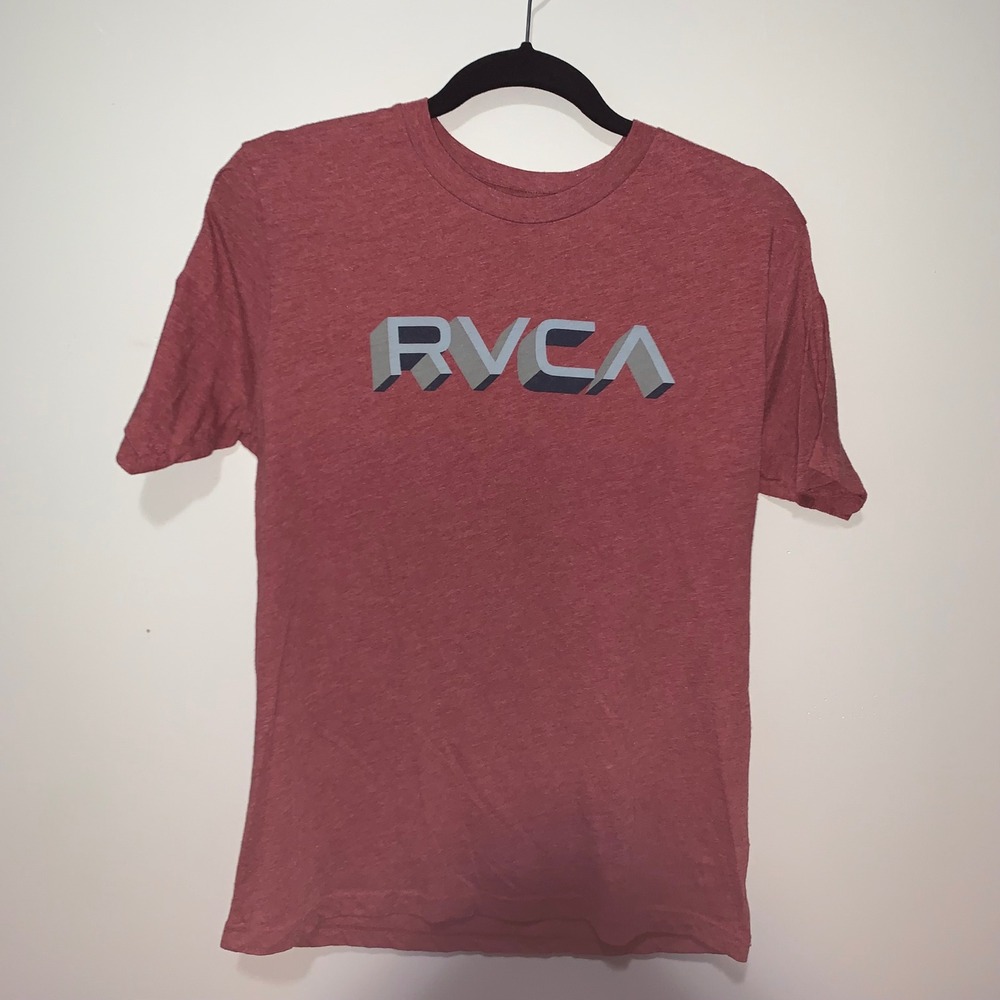 RVCA Boys Fit Graphic T-Shirt Heather Red Logo Tee XL
